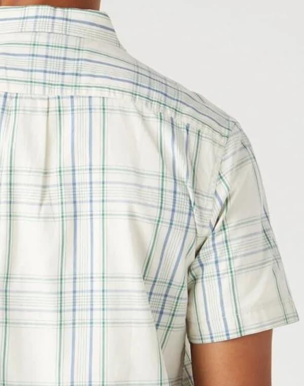 Wrangler 1 PKT SKJORTA Captains Blue RUTIG SKJORTA KORTÄRMAD REGULAR M