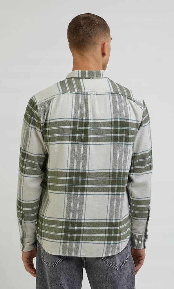 Lee NITADE SKJORTA Olive Grove LOOSE BULK RUTIG SKJORTA RELAXED L