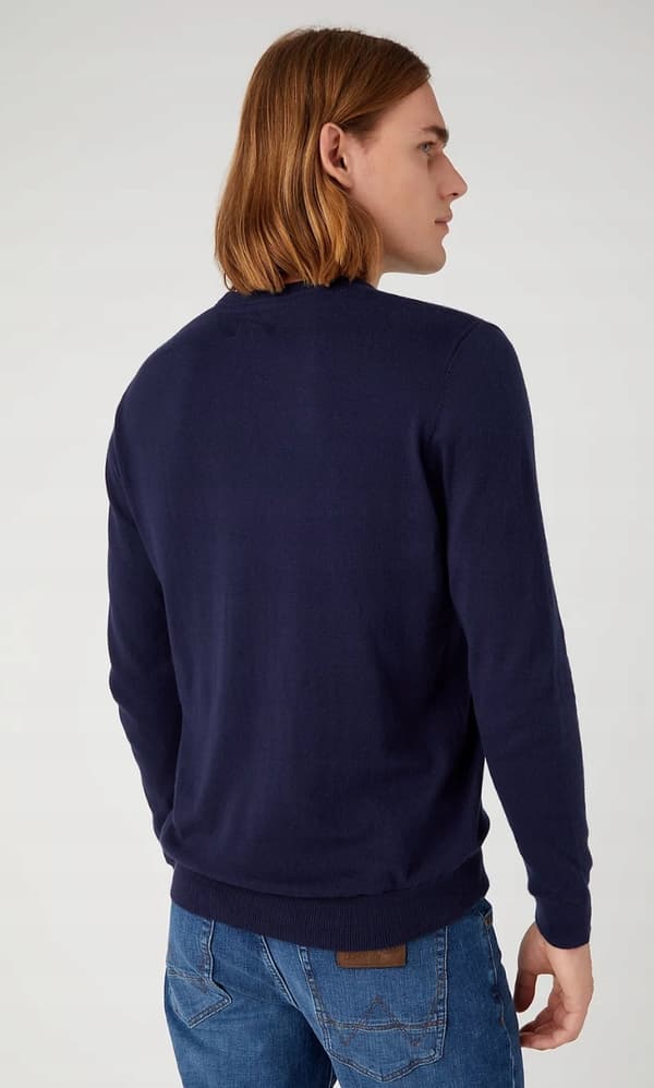 Wrangler ROWNNECK KNIT Marinblå MARINBLÅ LÄTT TRÖJA MED ULLREGULAR XXL