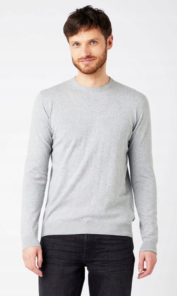 Wrangler ROWNNECK KNIT Mellangrå Melerad Lätt Ylletröja Regular XL