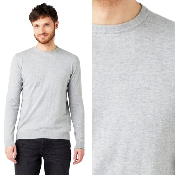 Wrangler ROWNNECK KNIT Mellangrå Melerad Lätt Ylletröja Regular XL
