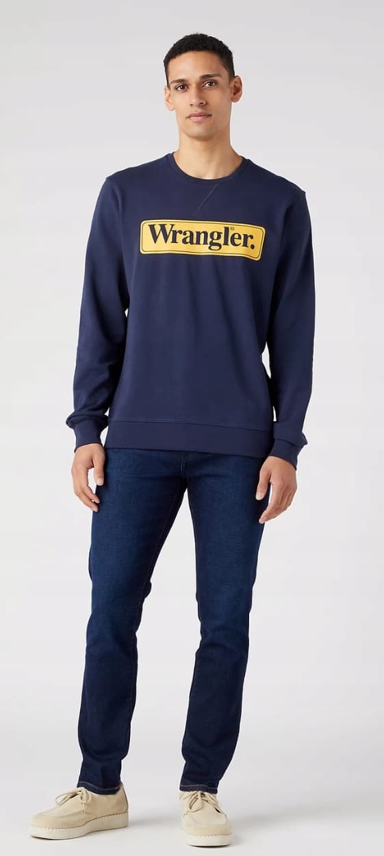 Wrangler SEASONAL CREW Navy NAVY LOGO SWEATSHIRT REGULAR FIT XL