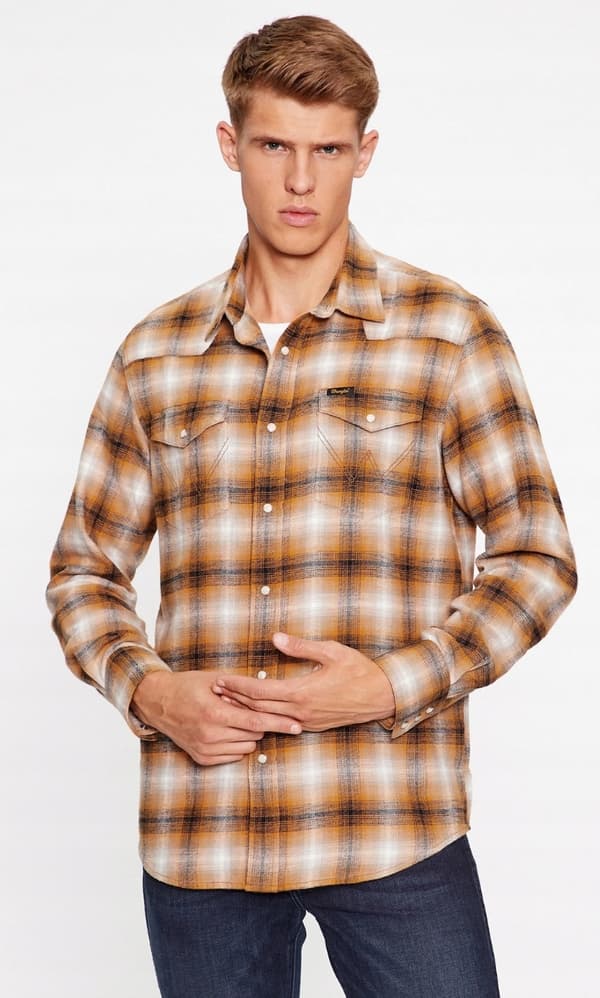 Wrangler LS WESTERN SKJORTE Golden Oak TERNET SKJORTE NORMAL PASFORM M