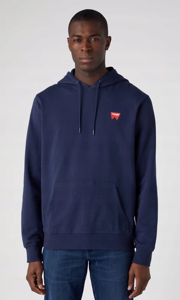 Wrangler SIGN OFF HOODIE Marinblå MARINBLÅ HOODIE XL