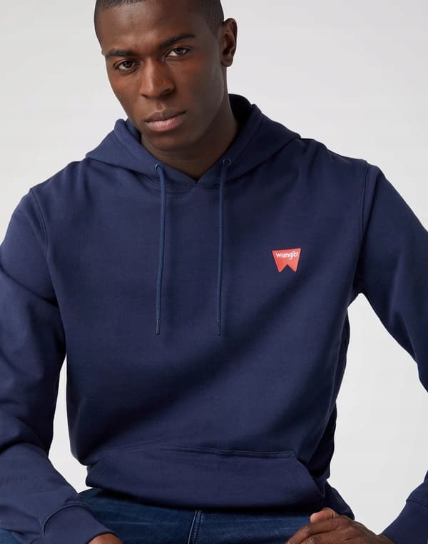 Wrangler SIGN OFF HOODIE Marinblå MARINBLÅ HOODIE XL