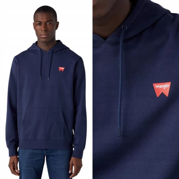 Wrangler SIGN OFF HOODIE Marinblå MARINBLÅ HOODIE XL
