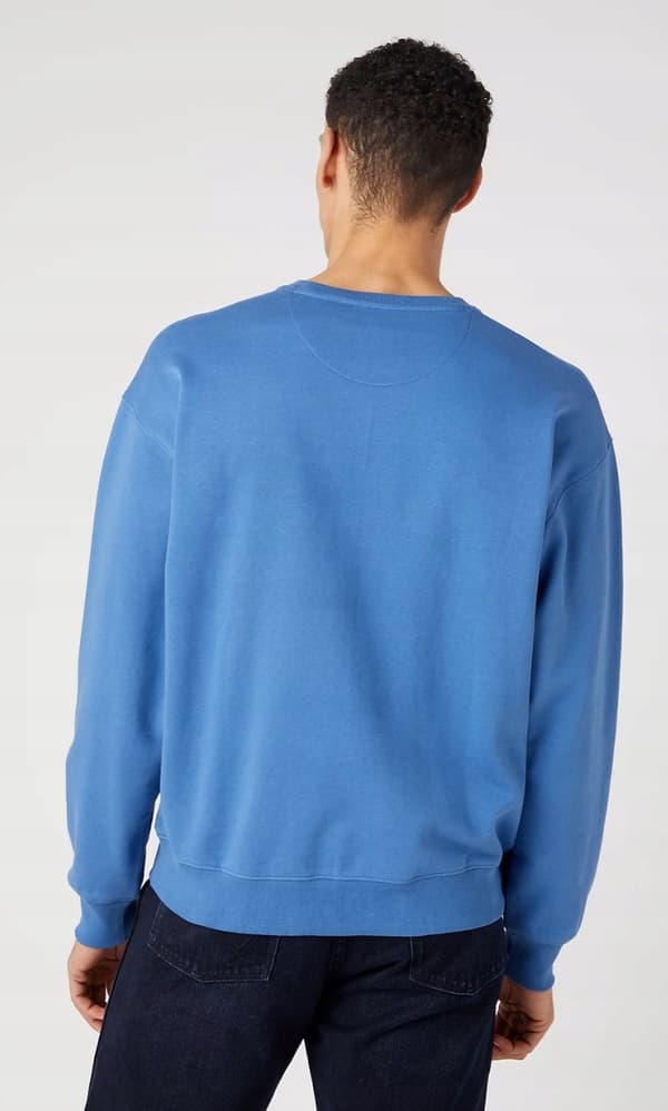 Wrangler LOGO CREW Federal Blue LOOSE BLÅ LITEN LOGO TRÖJA XL