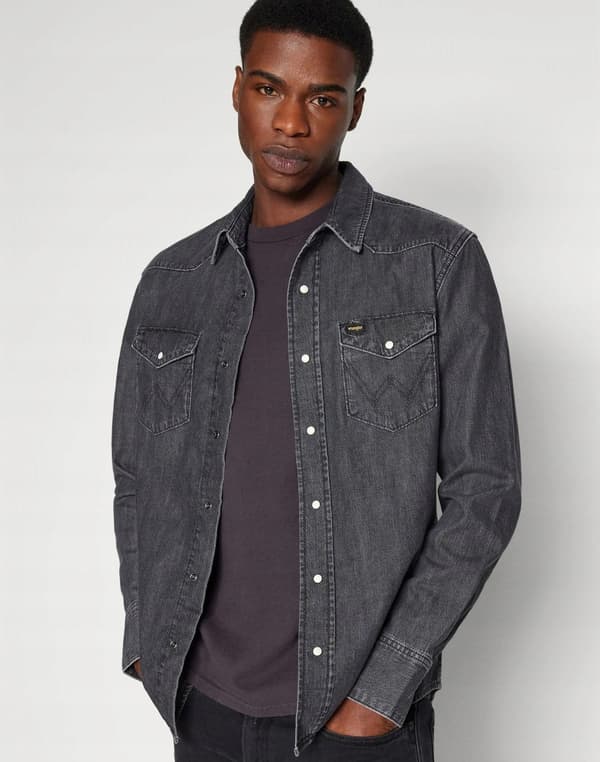 Wrangler HERITAGE -PAITA WashedBlack FARKKUPAITA HARMAA NORMAALI S-KOKO