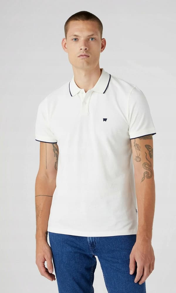 Wrangler PIKÉTÖJA Worn Vit VIT PIKÉTÖJA LITEN LOGO NORMAL PASSFORM XXL