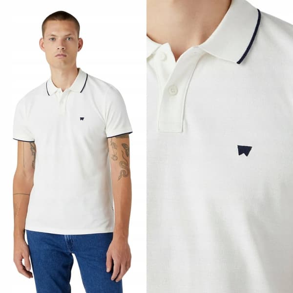 Wrangler PIKÉTÖJA Worn Vit VIT PIKÉTÖJA LITEN LOGOTYP NORMAL PASSFORM M