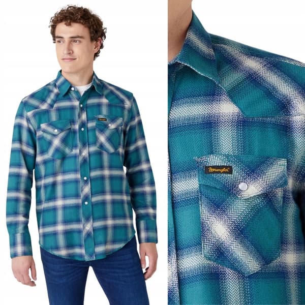 Wrangler HERITAGE SKJORTA Jaspergrön RUTIG SKJORTA NORMAL M