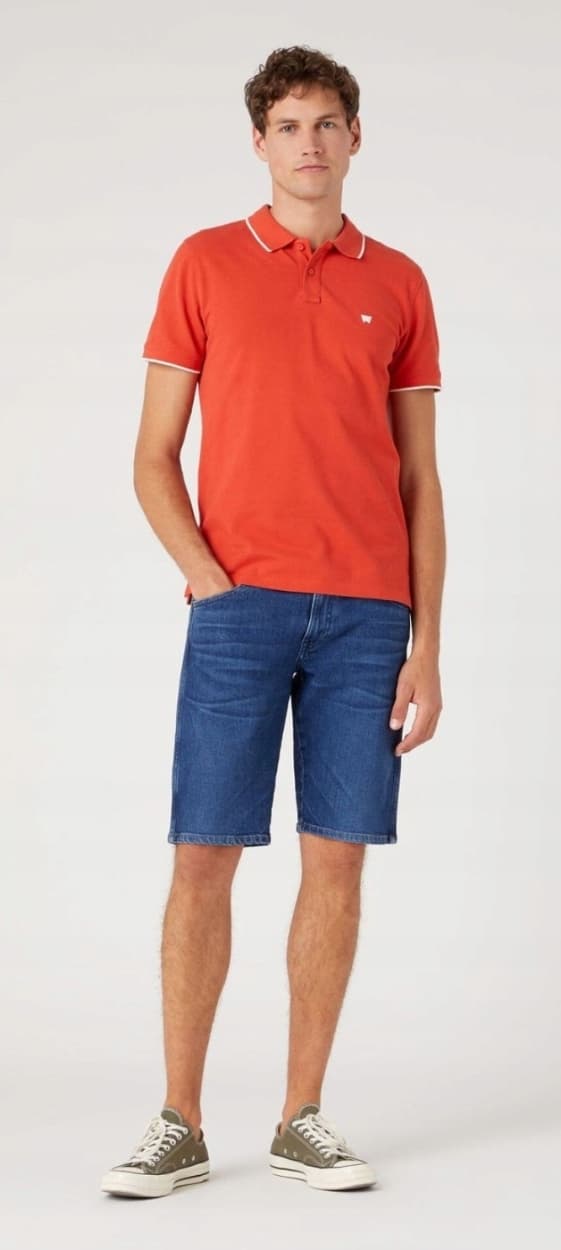 Wrangler PIKÉTÖJA Paprika RÖD SLIM FIT FITTED LOGO M PIKÉTÖJA