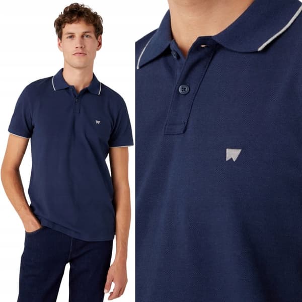 Wrangler poolopaita laivastonsininen SLIM FIT -vartalonmyötäinen poolopaita pienellä logolla, laivastonsininen S