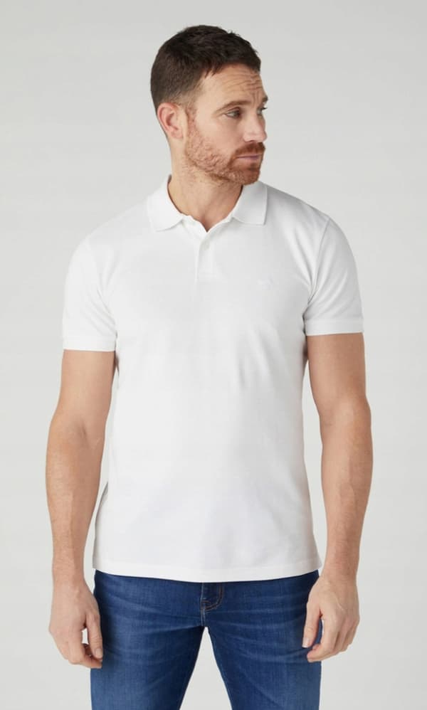 Wrangler PIKÉTÖJA Vit VIT PIKÉTÖJA LITEN LOGOTYP NORMAL PASSFORM XXL