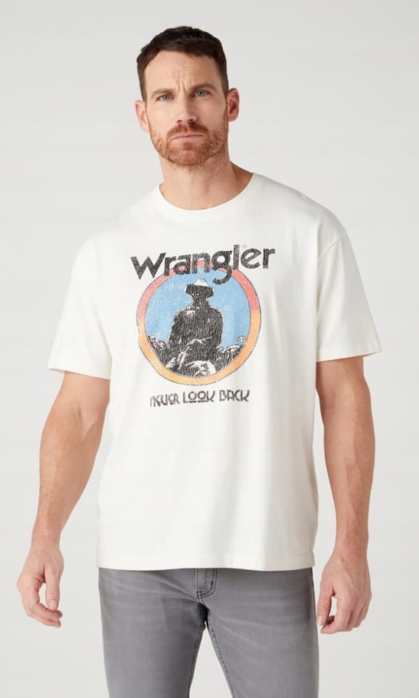 Wrangler AMERICANA T-SHIRT Off White LOOSE VIT T-SHIRT BOMULL XL