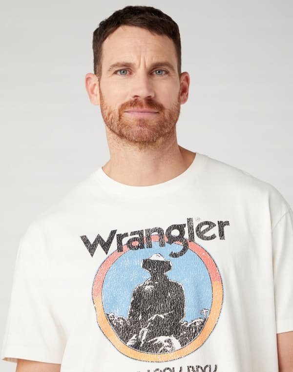 Wrangler AMERICANA T-SHIRT Off White LOOSE VIT T-SHIRT BOMULL XL