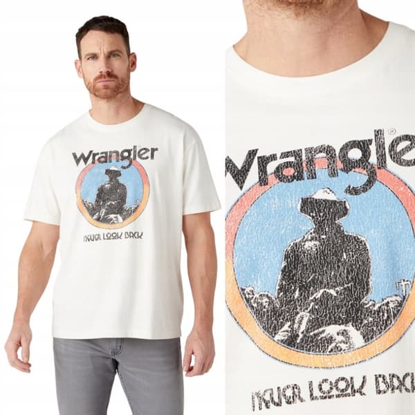 Wrangler AMERICANA T-SHIRT Off White LOOSE VIT T-SHIRT BOMULL XL