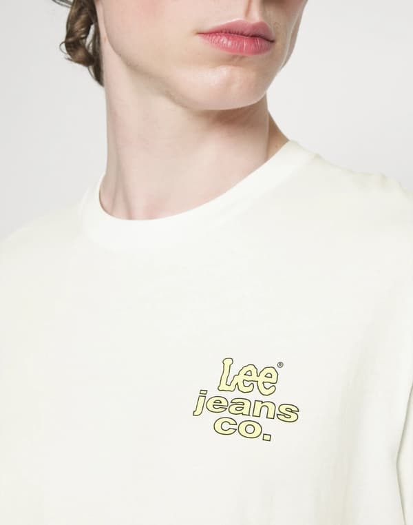 Lee RELAXED GRAPHIC T-PAITA Kirkkaanvalkoinen VÄRSÄ VALKOINEN T-PAITA XL