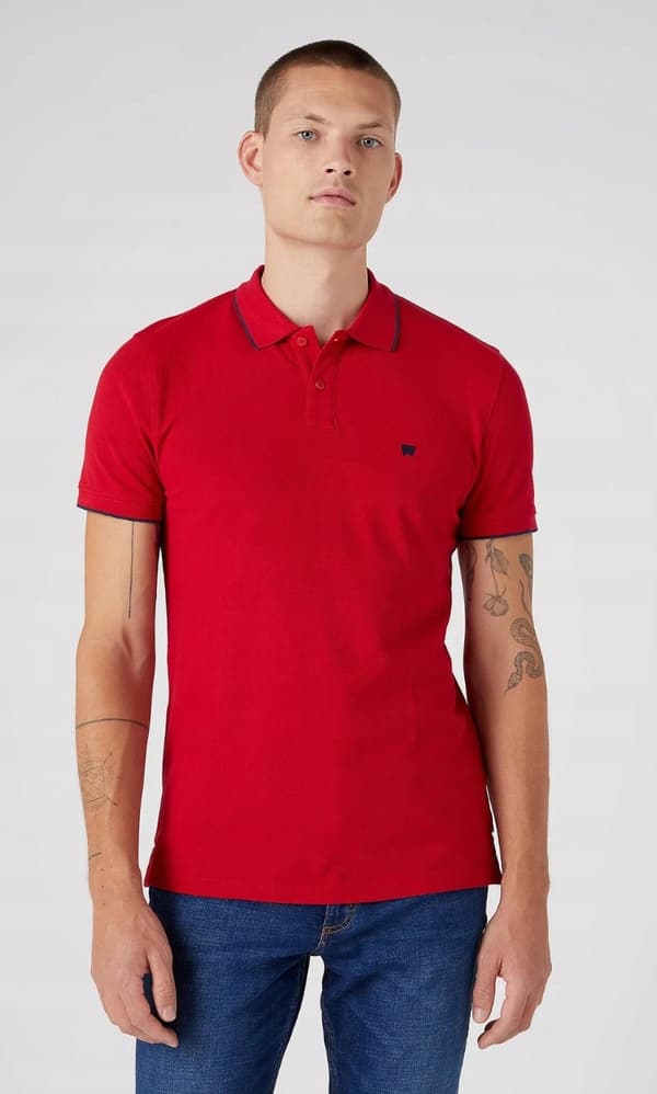 Wrangler poolopaita punainen SLIM FIT -vartalonmyötäinen punainen poolopaita pienellä logolla S
