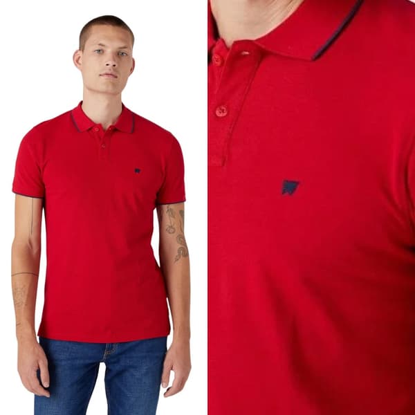 Wrangler poolopaita punainen SLIM FIT -vartalonmyötäinen punainen poolopaita pienellä logolla S