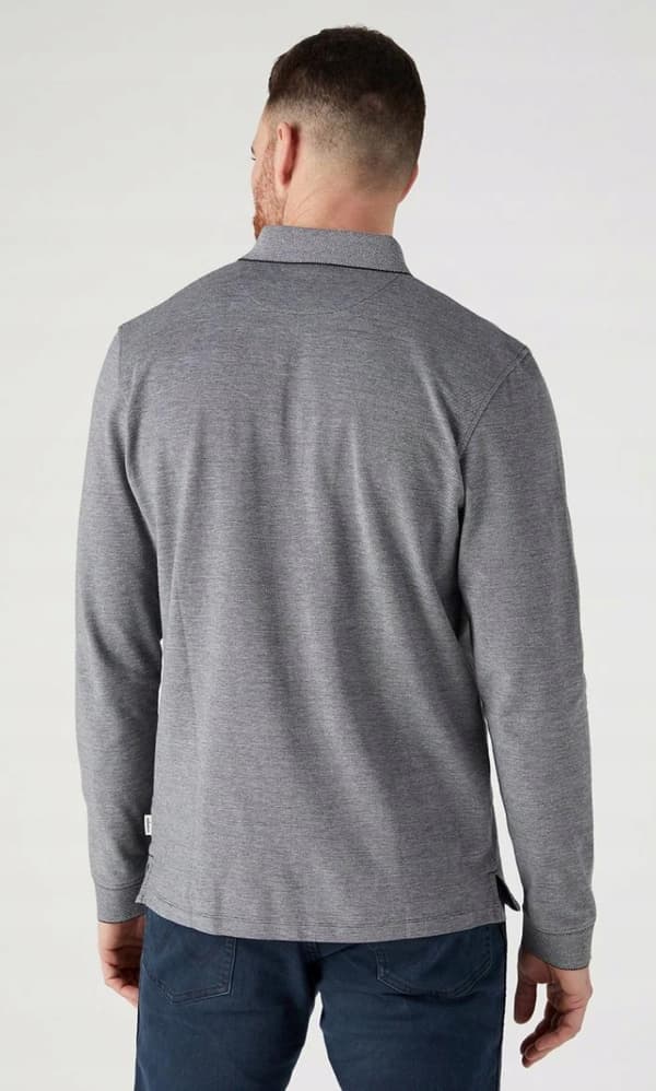 Wrangler REFINED POLO LS Sort NORMAL GRÅ LANGERMET POLO M