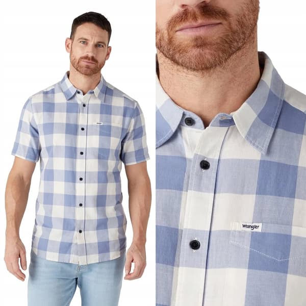 Wrangler 1 PKT SKJORTE Stone Wash TERNET SKJORTE KORTÆRMET REGULAR M