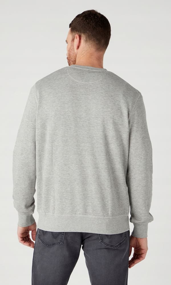 Wrangler GRAPHIC CREW SWEAT Mellangrå Melee GRÅ MÖNSKAD SWEATSHIRT L