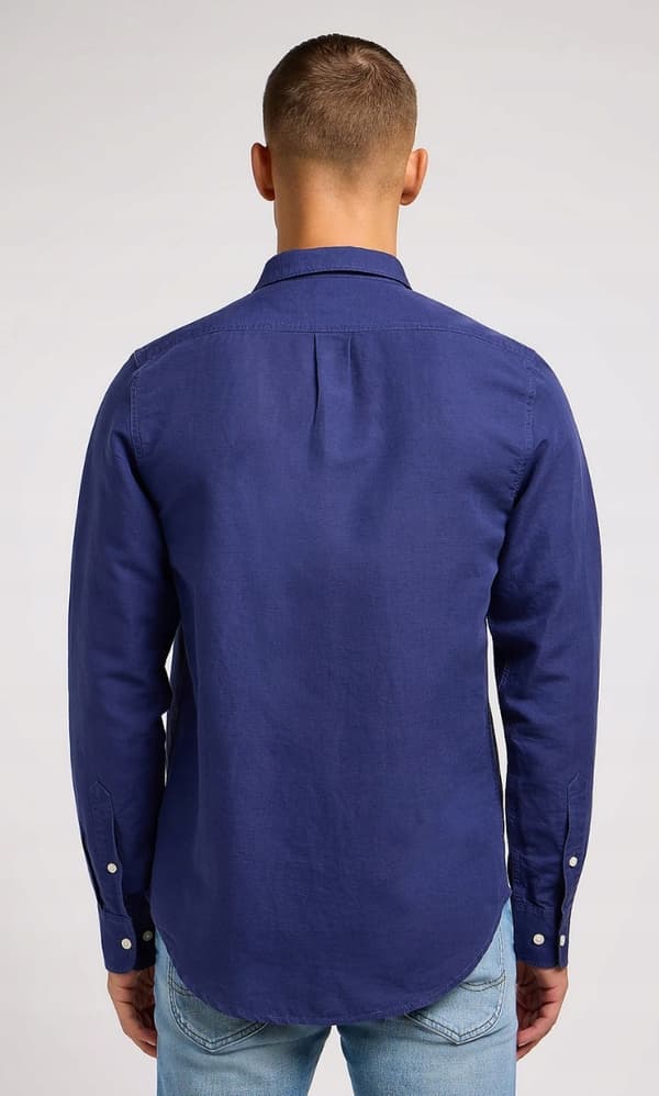 Lee CLEAN LINNESKJORTA Medeltida Blå LINNESKJORTA MED BRODERI OCH LOGOTYP M