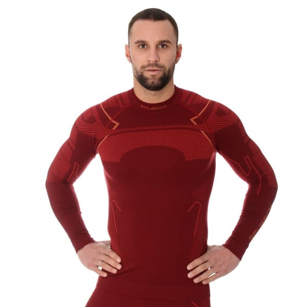 Långärmad sweatshirt för herrar Brubeck THERMO termotröja Svart-blå, Vinröd, Denim Vinröd XXL