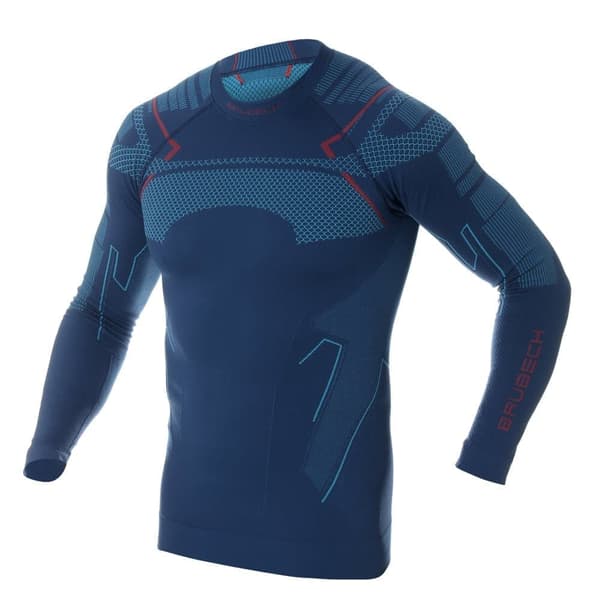 Långärmad sweatshirt för herrar Brubeck THERMO termotröja Svart-blå, Vinröd, Denim