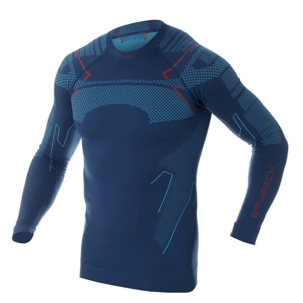 Långärmad sweatshirt för herrar Brubeck THERMO termotröja Svart-blå, Vinröd, Denim