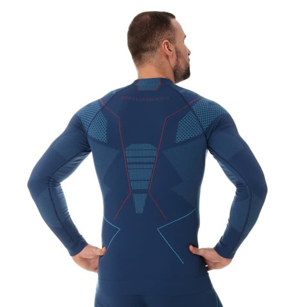 Långärmad sweatshirt för herrar Brubeck THERMO termotröja Svart-blå, Vinröd, Denim