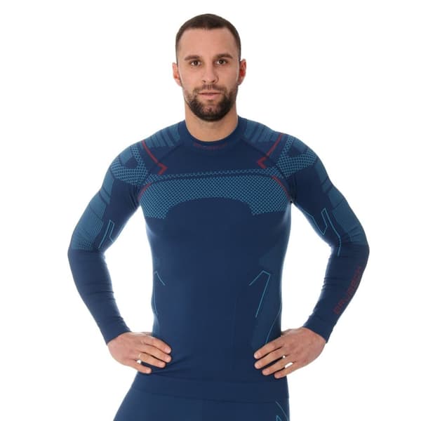 Långärmad sweatshirt för herrar Brubeck THERMO termotröja Svart-blå, Vinröd, Denim