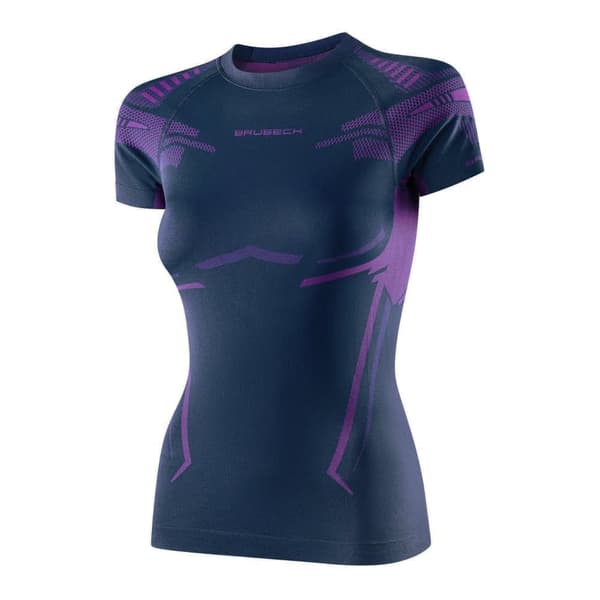 Dam T-shirt med kort ärm Brubeck DRY termoaktivunderkläder Denim-lila, Svart-fuchsia, Svart-grafit