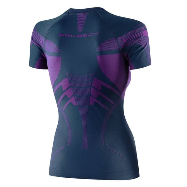 Dam T-shirt med kort ärm Brubeck DRY termoaktivunderkläder Denim-lila, Svart-fuchsia, Svart-grafit