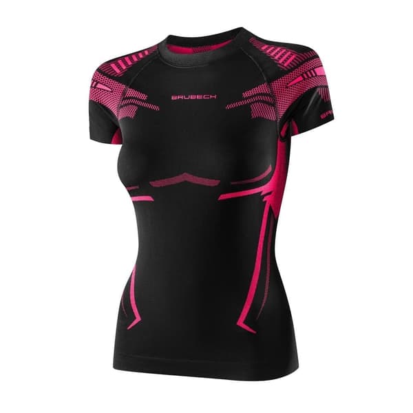 Dam T-shirt med kort ärm Brubeck DRY termoaktivunderkläder Denim-lila, Svart-fuchsia, Svart-grafit