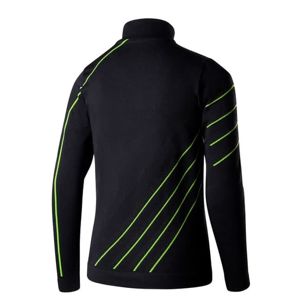 Fotbollströja med kort dragkedja för barn BRUBECK DRY Junior UNISEX Svart-neon