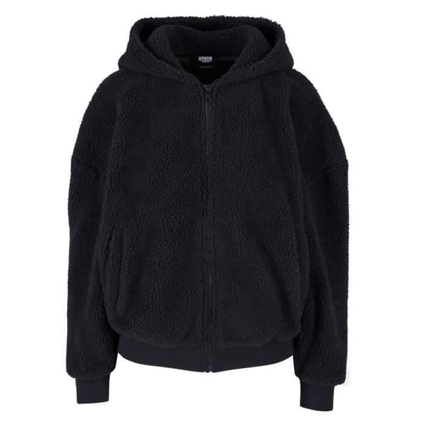 Zip hoodie - Urban Classics - Oversize Sherpa - Svart - Kvinna - Långa ärmar