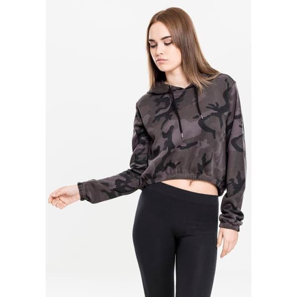 Hoodie - Urban Classics - Rosa kamouflage - Långa ärmar - Bomull - Kort