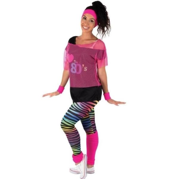 1 T-shirt i neon rosa för kvinnor, vuxenstorlek unik REF/22666 Tema Disco/80-tal/Neon