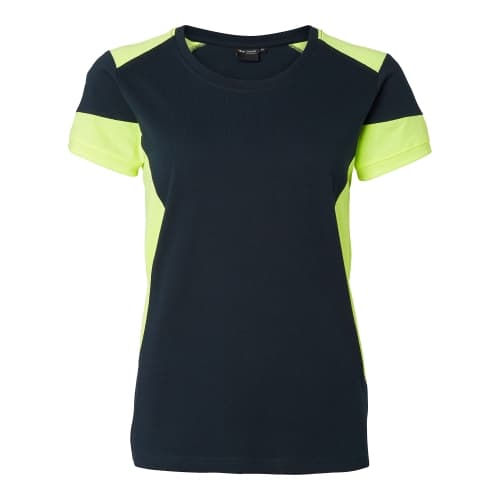 211 T-shirt w Navy/fluorescent yellow Female