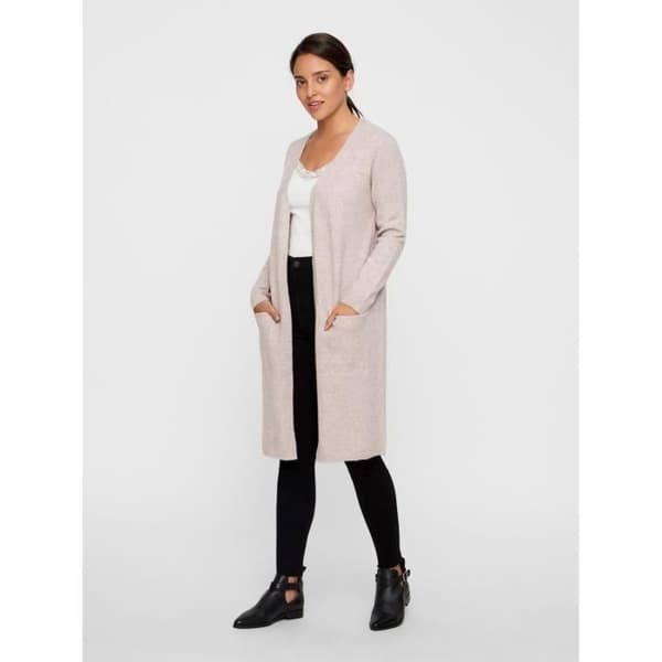 Cardigan kvinna - Vero Moda - vmdoffy - Beige - Lång - Främre fickor