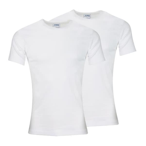 T-shirt - ATHENA - Paketerbjudande om 2 - Ekologisk Bomull - Vit - Slim Fit - Kortärmad