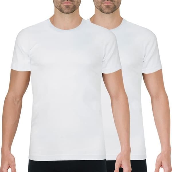 T-shirt - ATHENA - Paketerbjudande om 2 - Ekologisk Bomull - Vit - Slim Fit - Kortärmad