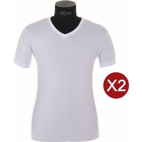 Förpackning med 2 t-shirts - V-ringad - Bomull