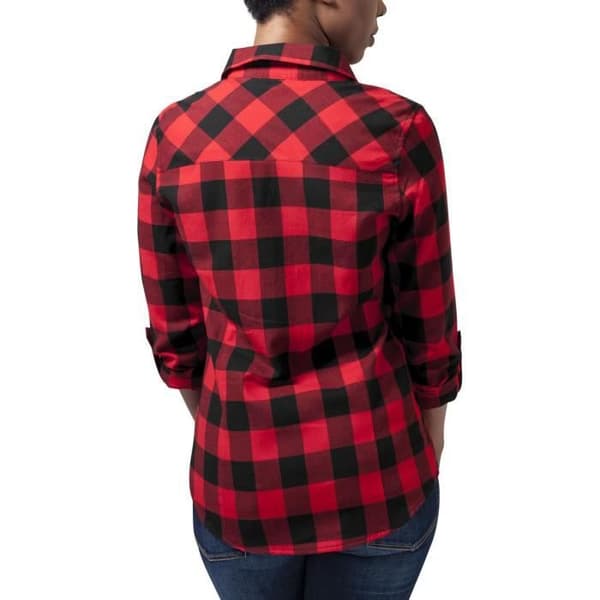 Urban Classics Dam - TURNUP FLANELL Skjorta svart / röd
