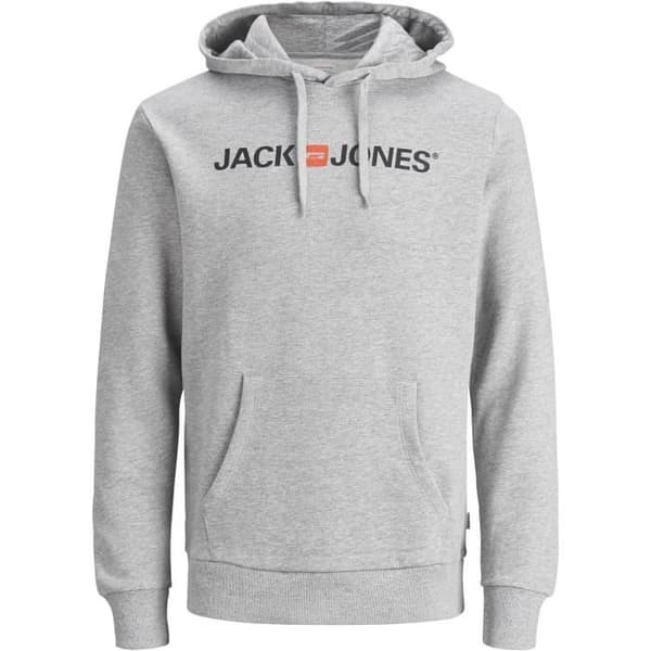 Hoodie - JACK & JONES - Ljusgrå Melange - Långa Ärmhem - Huva - Man