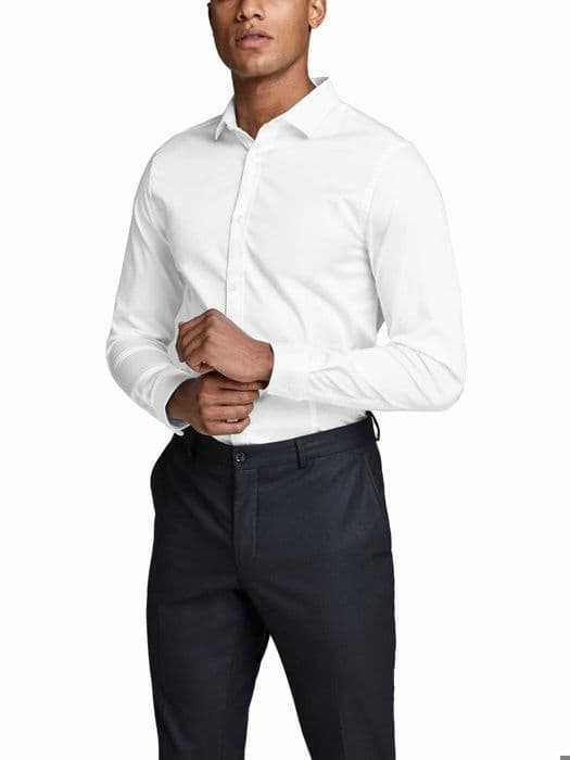 Herrskjorta - JACK &amp; JONES - jjprparma skjorta l/s noos vit - Långärmad - Skjortkrage - Vanlig