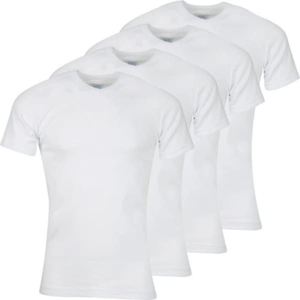 Vit T-shirt med V-ringad ekologisk bomull för män - ATHENA - 4-pack