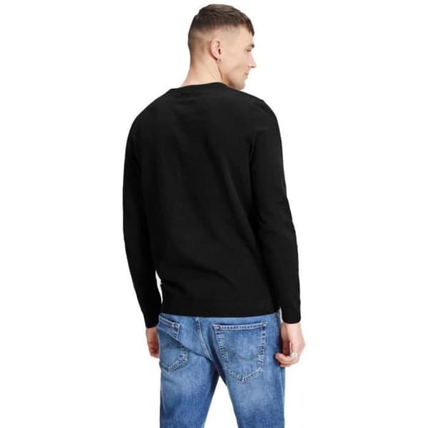 Pull slim i trikå - JACK & JONES - Svart - Klassisk krage - 100% Bomull - Bekväm